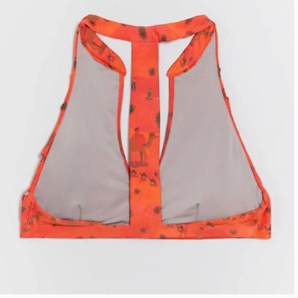 ⭐️ Camel Sands Desert Ruffled Boho Peasant Hipster Hippie Deco Farm Bikini Top - Picture 4 of 4